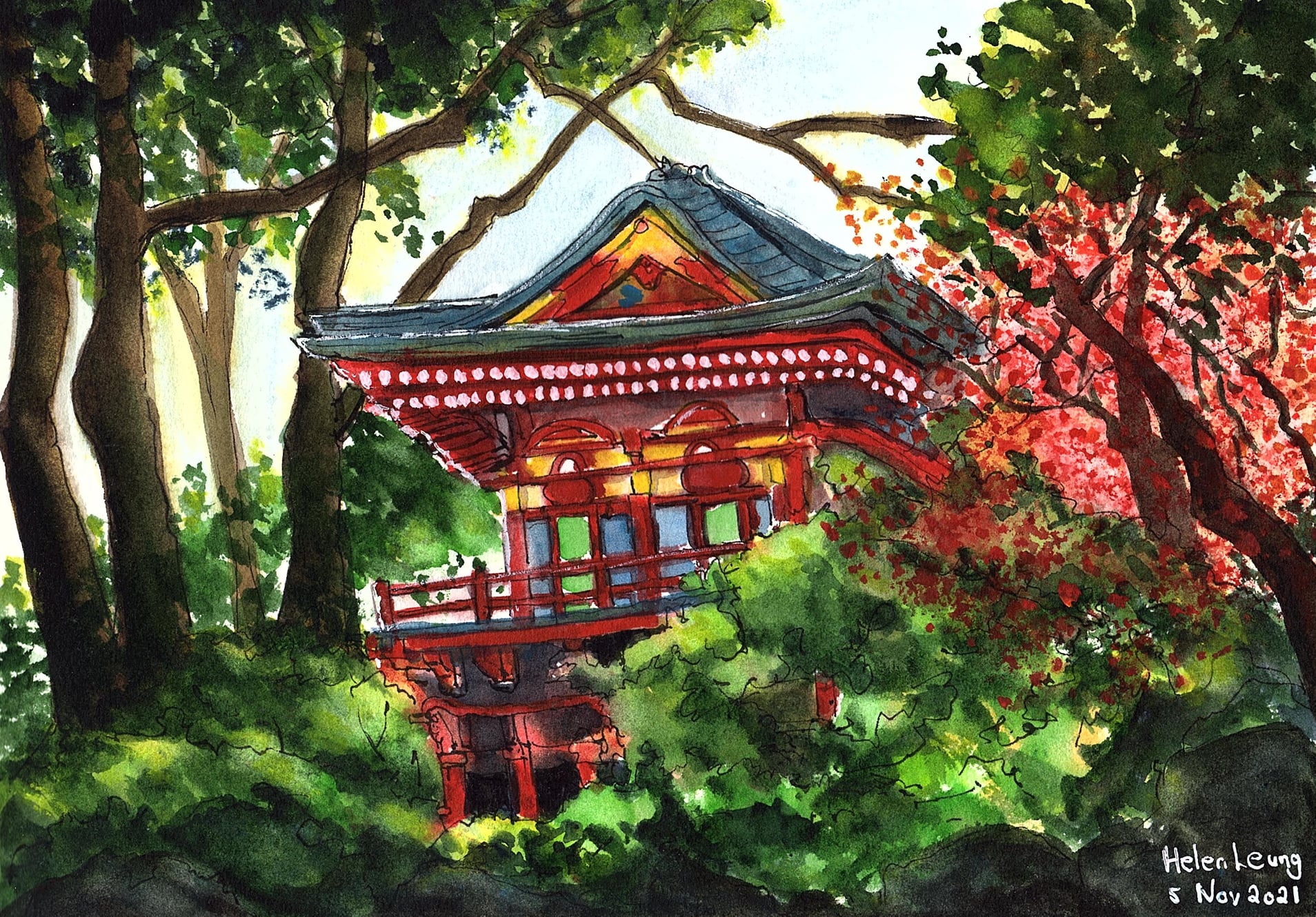 I painted the Japanese temple scene last night, following Darren