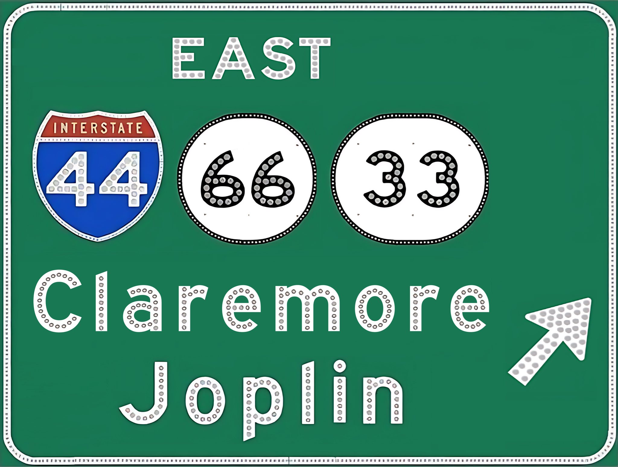 Dull speed limit sign on I-44 east of Oklahoma City