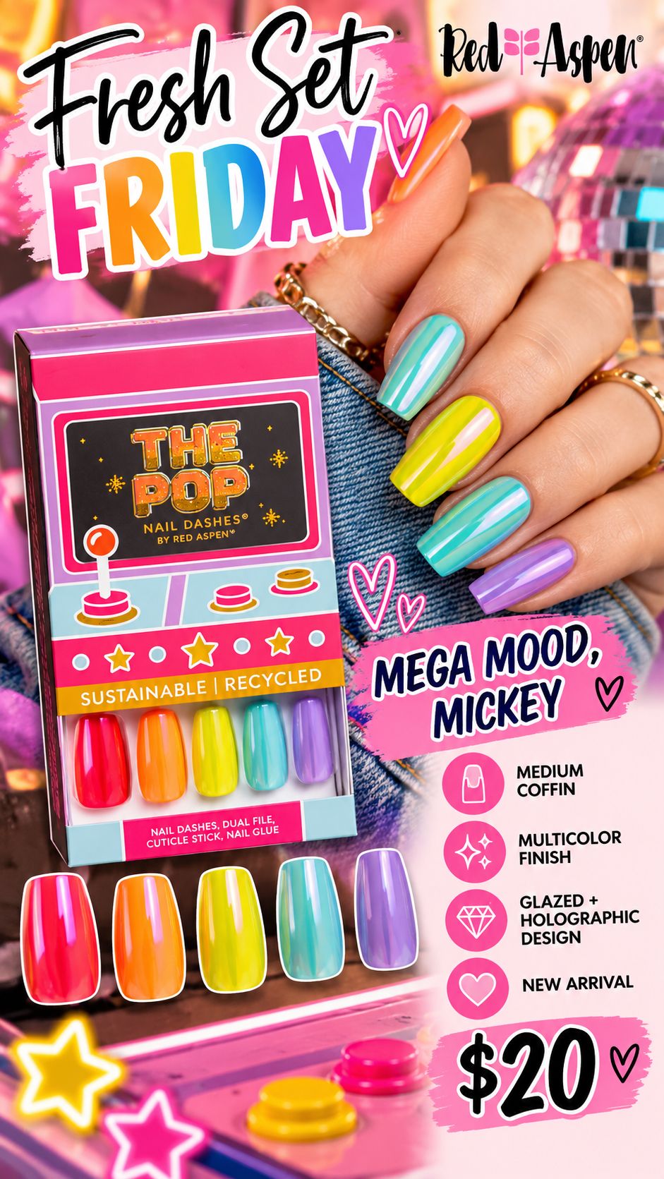 Red Aspen the pop nail dashes mega mood mickey $20