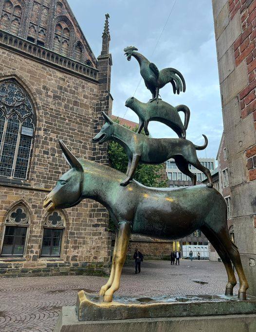 In Bremen, Germany, you can find the statue of the Grimm brothers