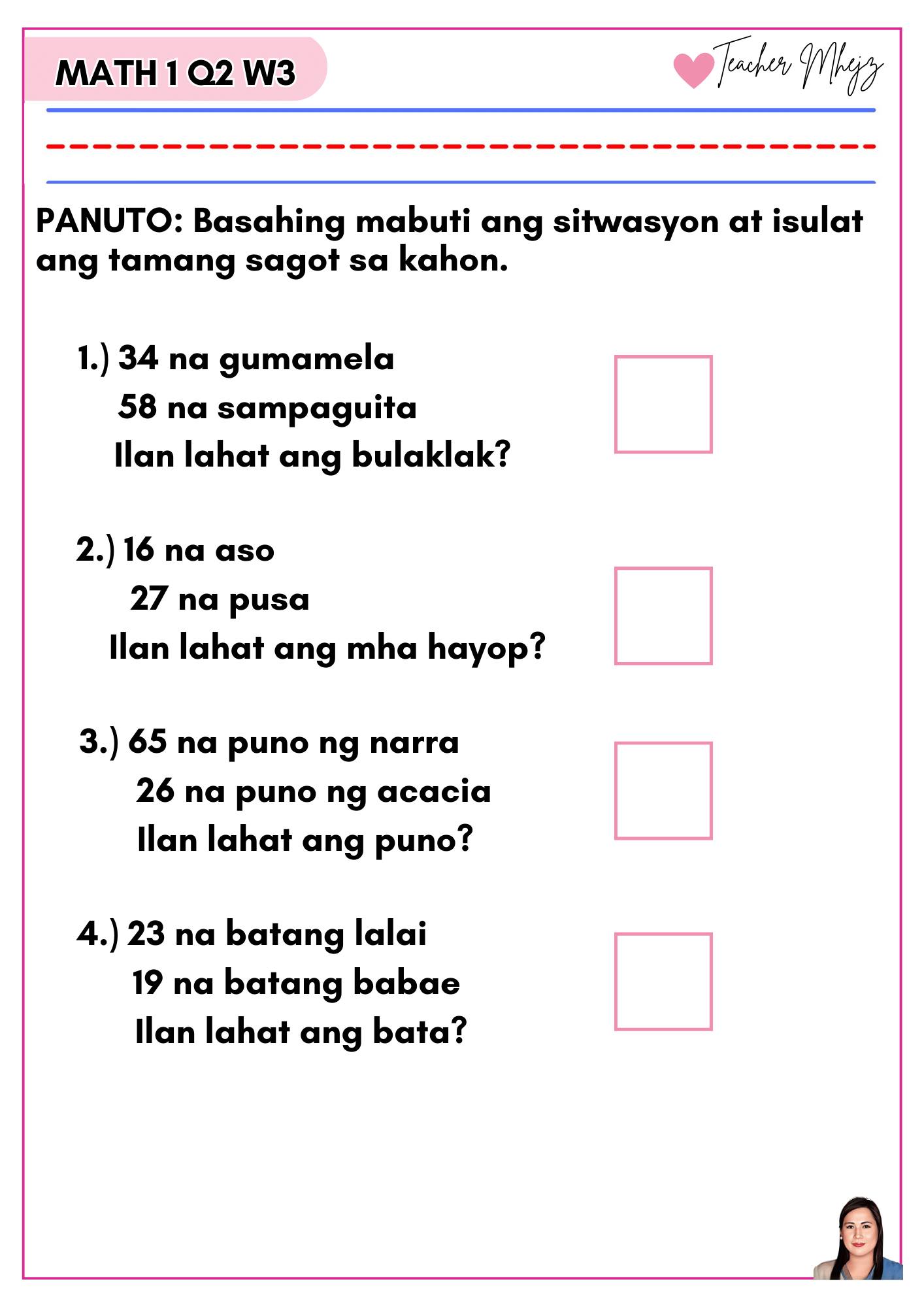 Grade 1 Q2 Week 3... - Free Grade 1 Files -Teacher Mhejz