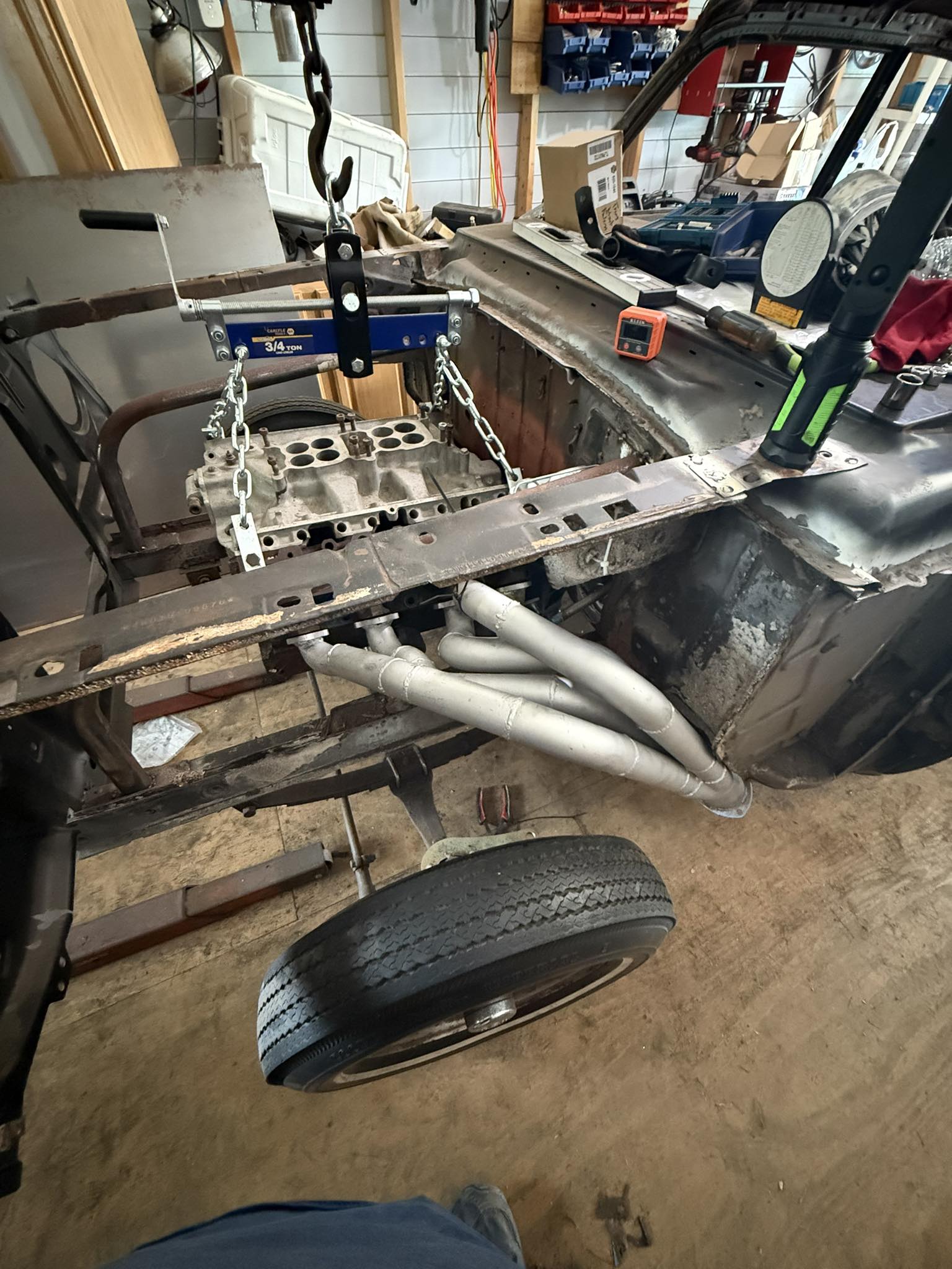 Been working on getting the 390 set in between the frame rails of my 64 ...