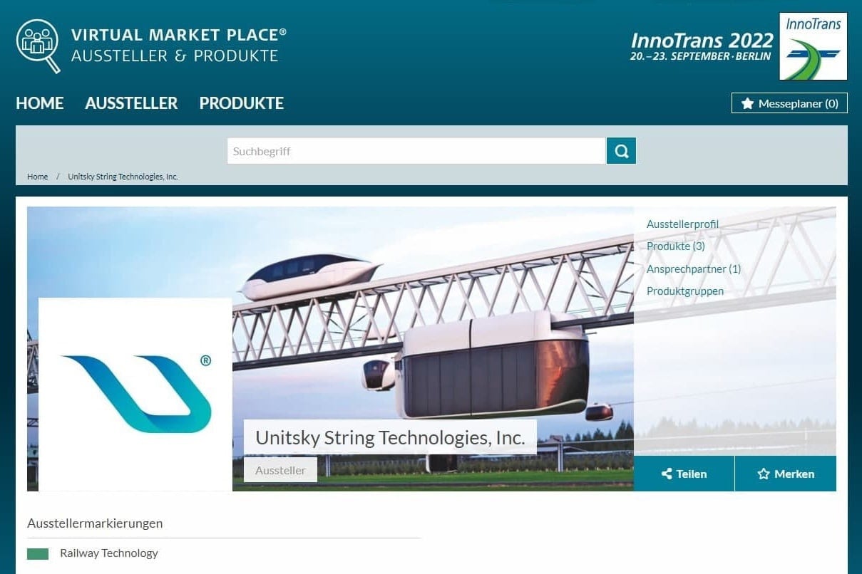 SkyWay di katalog online Pameran InnoTrans Transport Halaman Unitsky ...