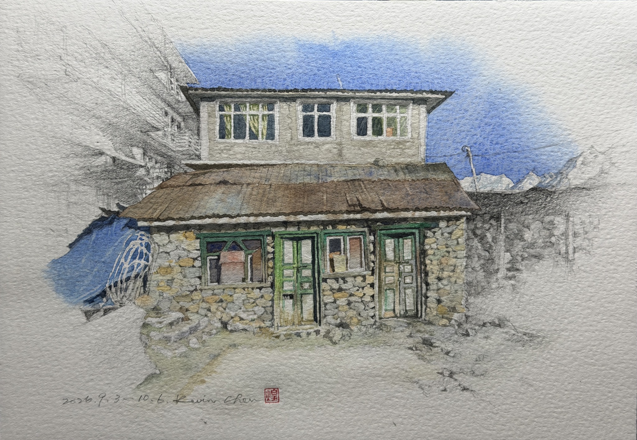 雲起舟行時 水彩，19*27CM 2026.04.TAIWAN