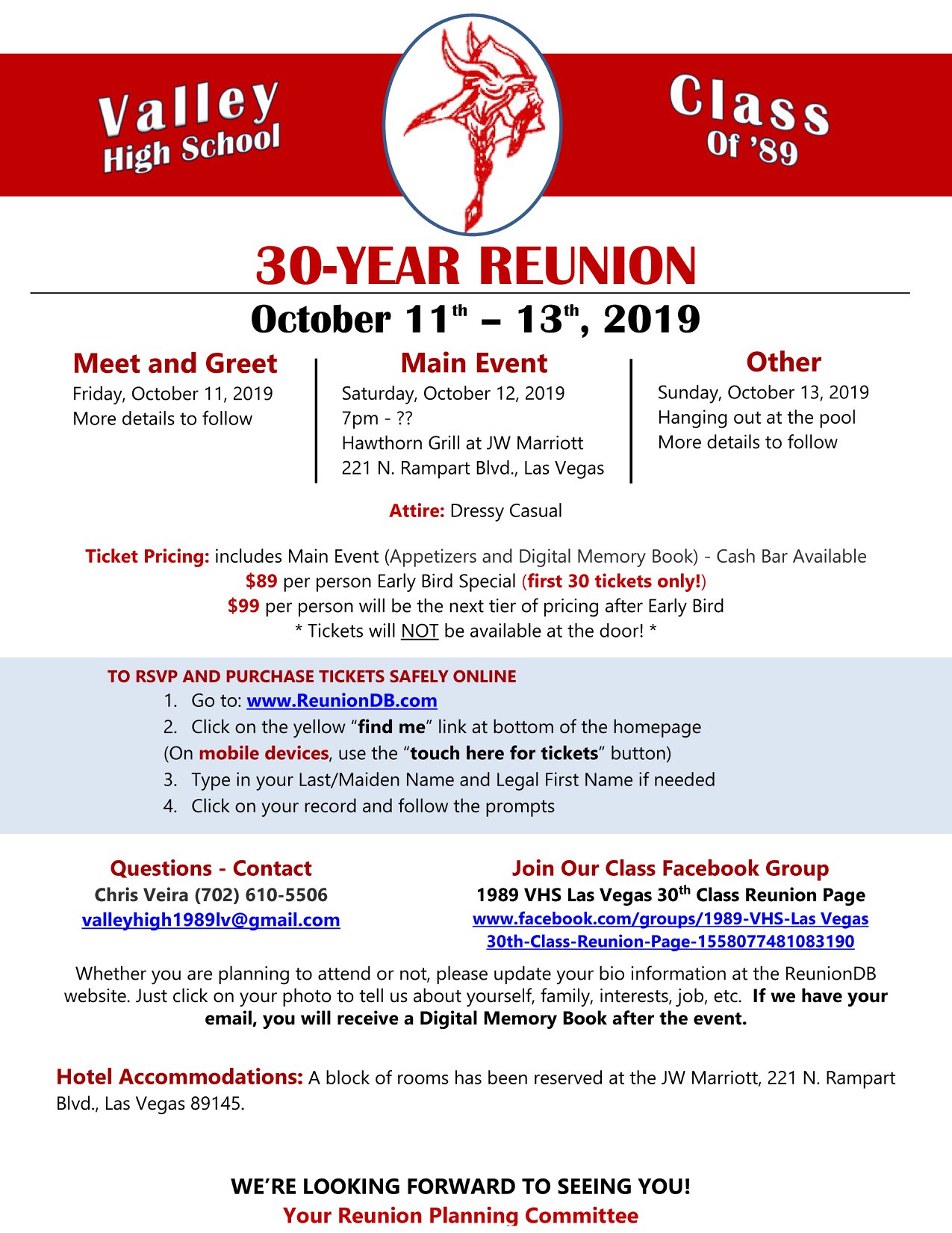 1989 VHS Las Vegas 30th Class Reunion Page | Las Vegas NV