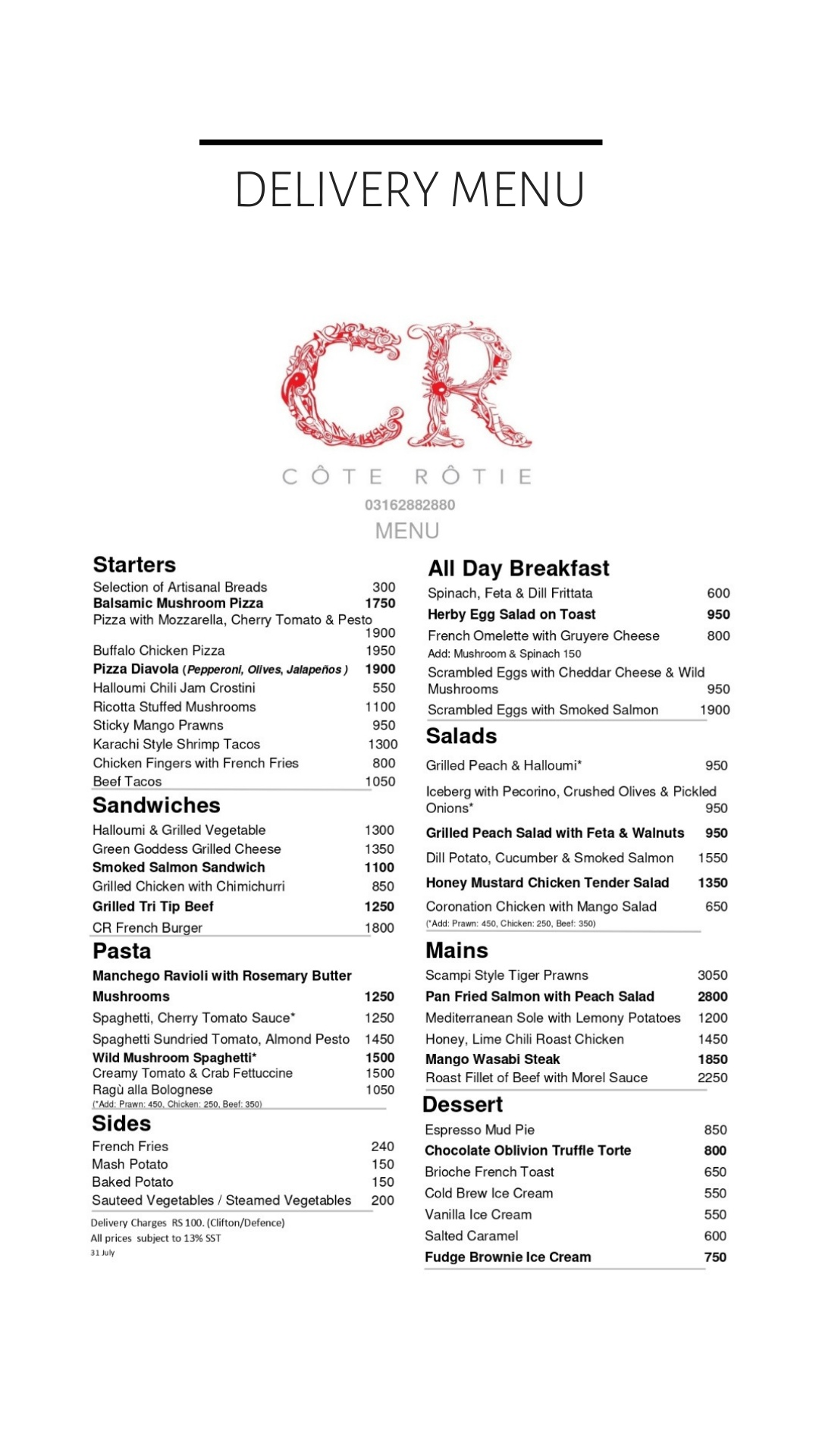 Côte Rôtie - Delivery Menu. Open for delivery from 11 am... | Facebook