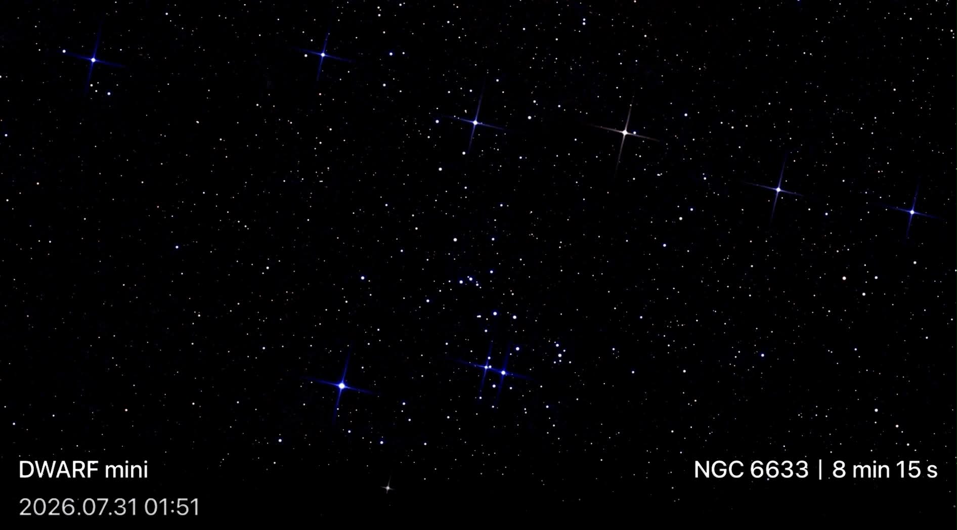NGC 6633 star cluster imaging with DWARF 3 mini telescope