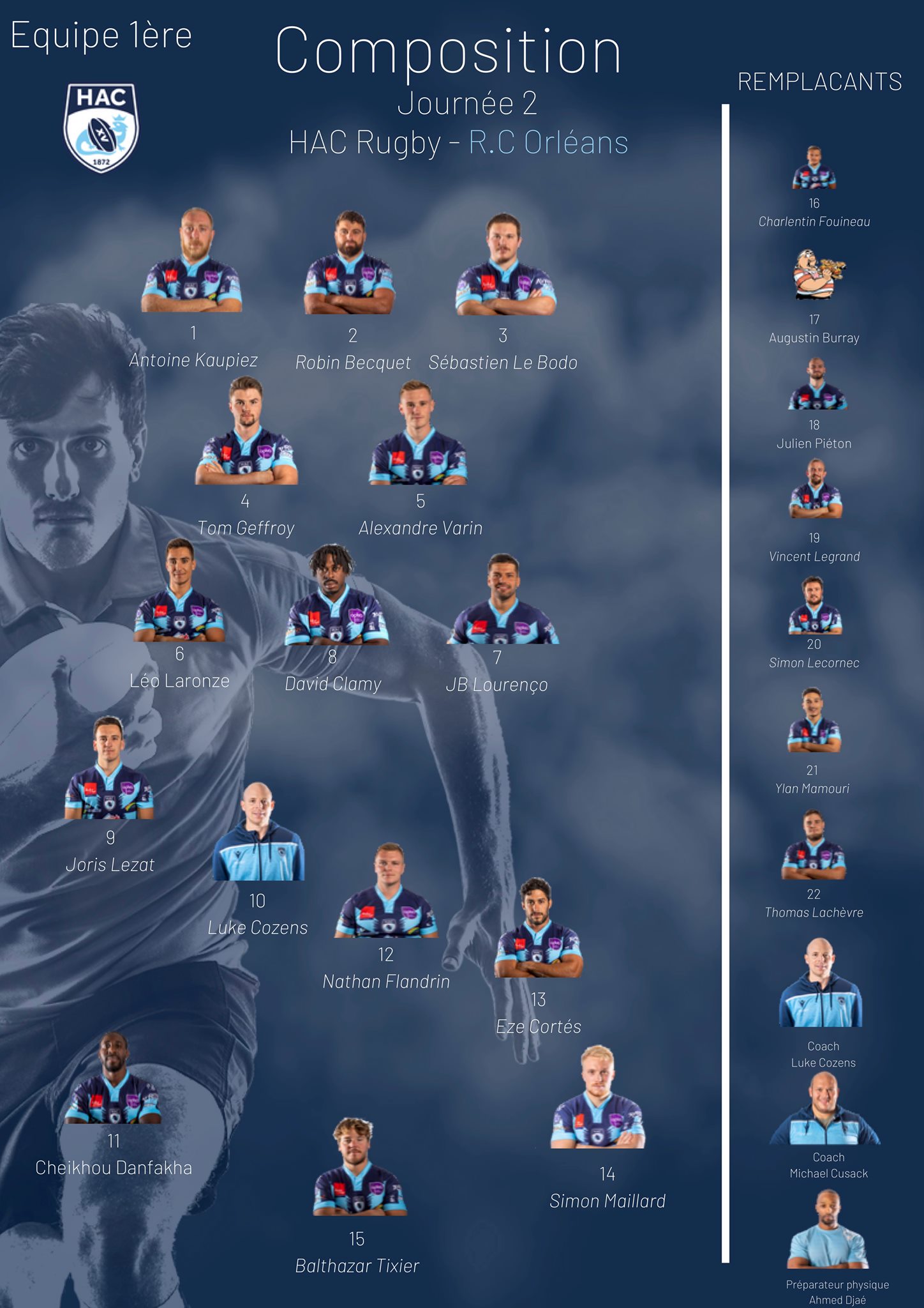 HAC Rugby - 🔝 Voici les compositions d'équipe ! 🔥🔥 HAC...
