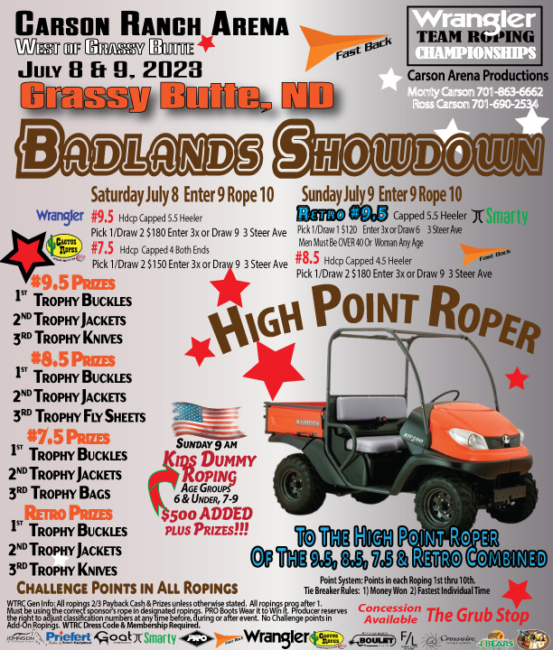 Wrangler - Huge weekend coming up... GRASSY BUTTE, ND at Carson's Arena ...
