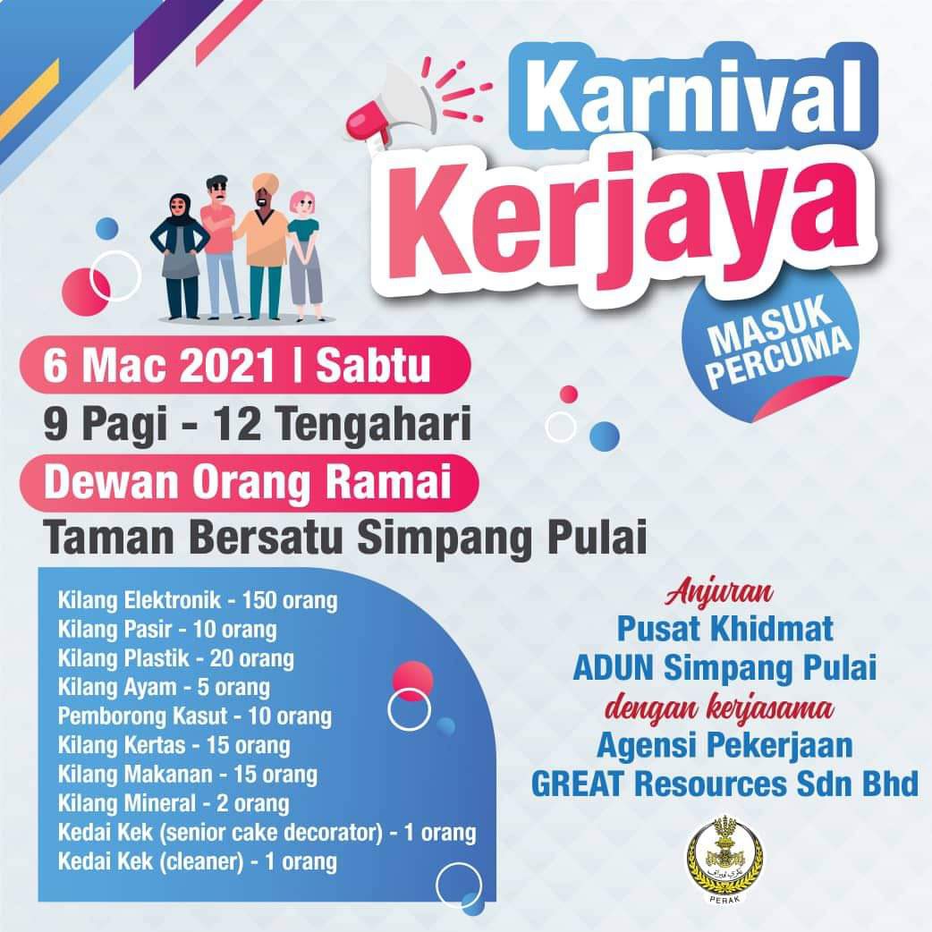 Viral Perak Karnival Kerjaya Anjuran Pusat Khidmat Adun Simpang Pulai Perak Pastinya Ramai Yang Terkesan Dengan Pandemik Covid 19 Yang Telah Memberi Impak Kuat Kepada Ekonomi Terutama Rakyat Marhaen Kadar Pengangguran Di