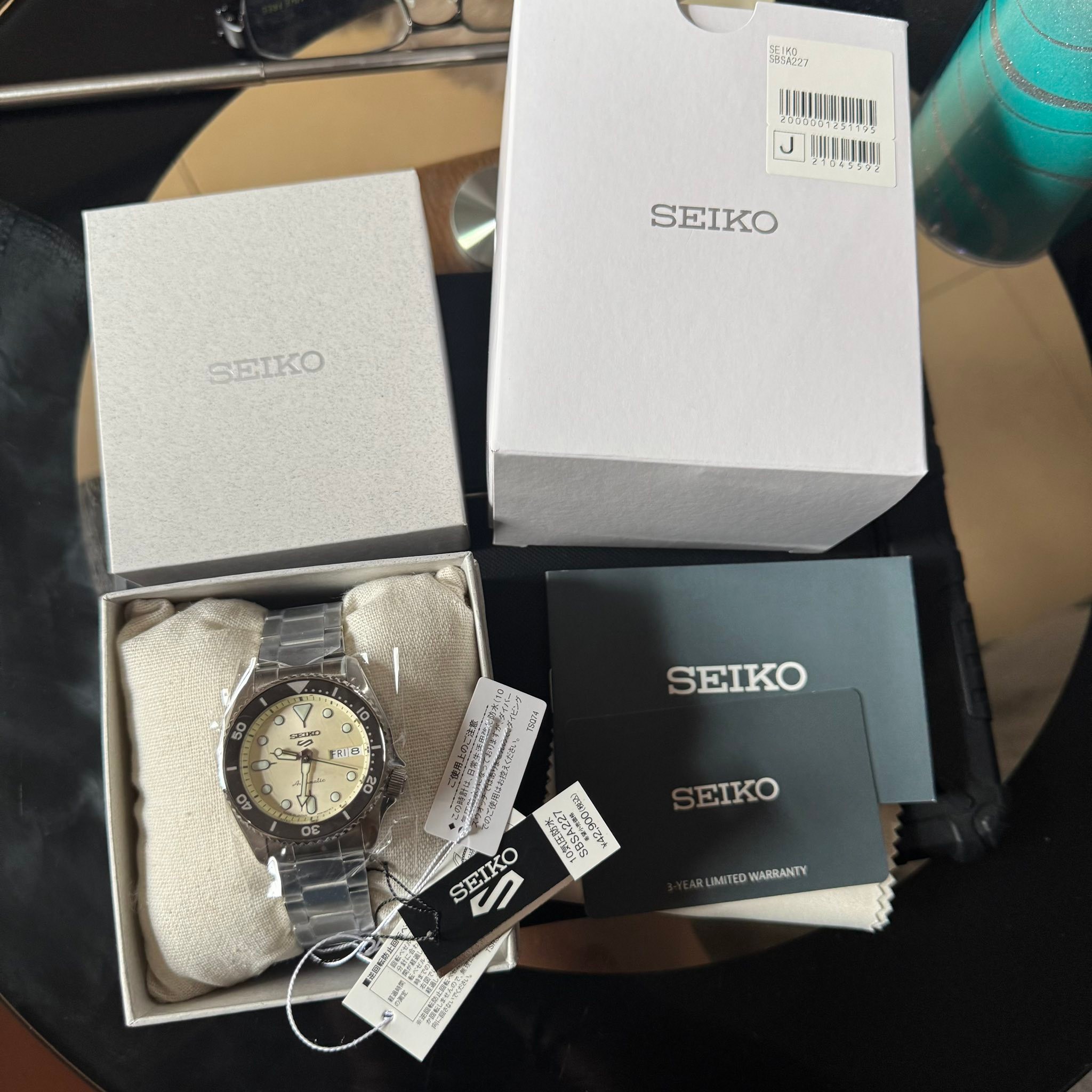 Seiko 5 Sports 38mm cream SBSA227 JDM watch