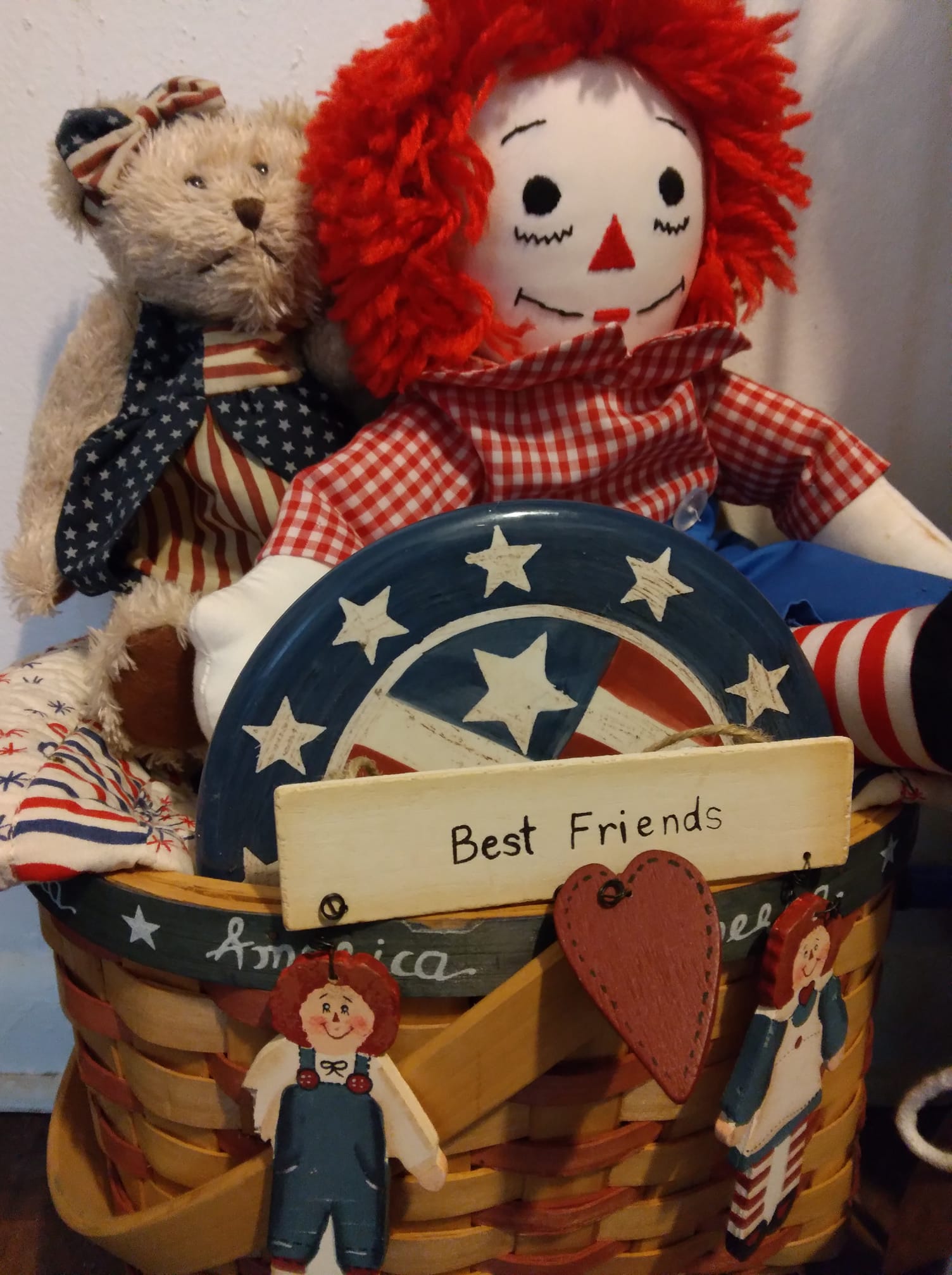 Vintage Raggedy Ann and Andy dolls found at Goodwill
