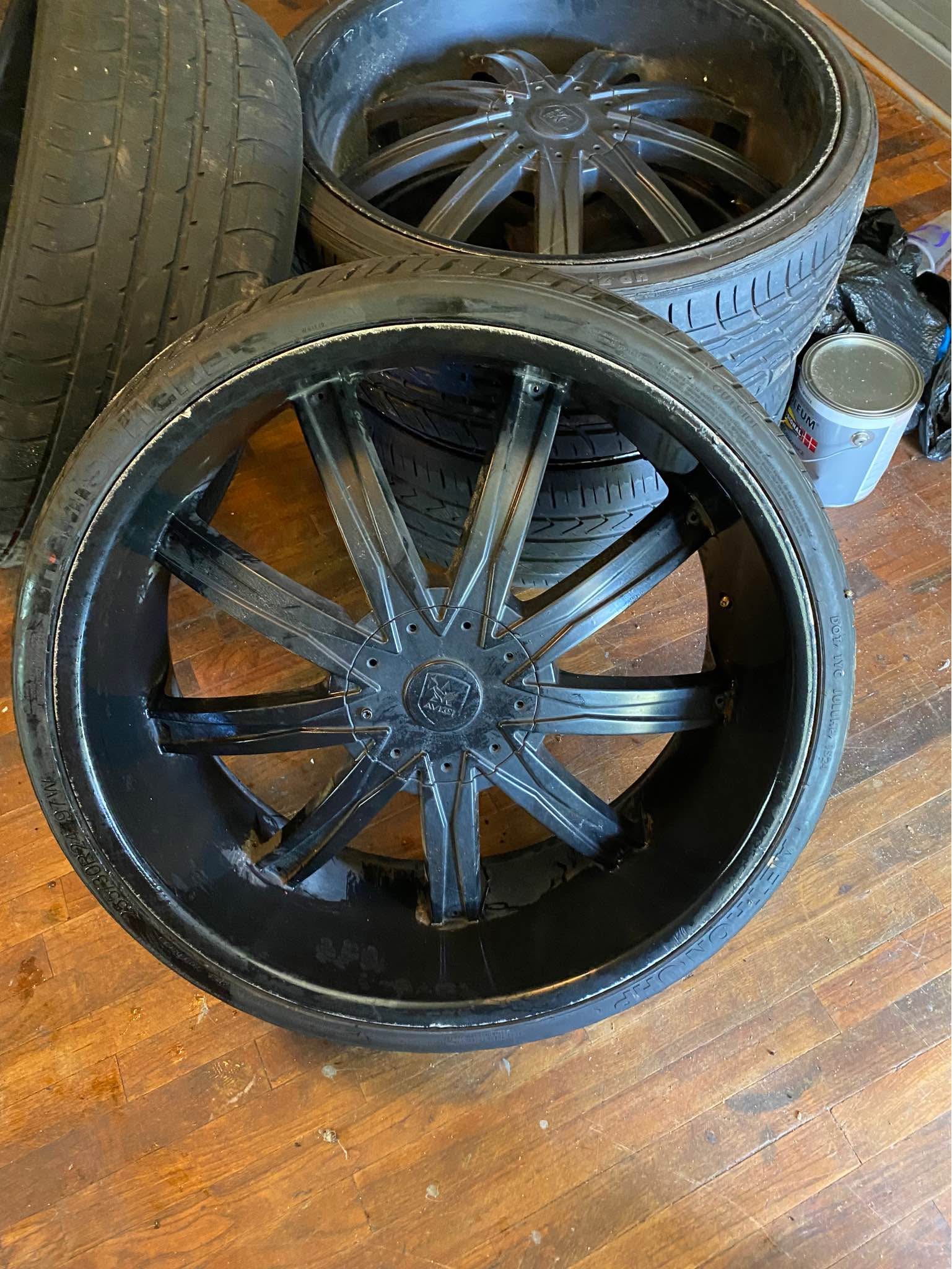 24 Inch all black Rims five lug Universal - Car Wheels, Tires & Parts ...