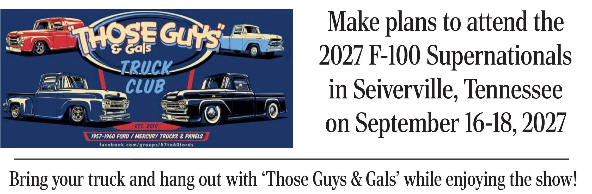 2027 F-100 Supernationals in Sevierville, Tennessee (Sept 2027)