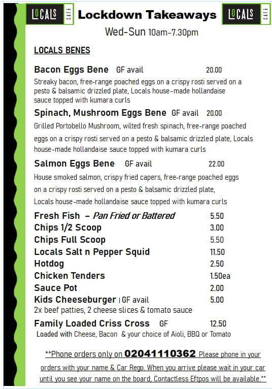 Locals Cafe - 🥰LOCKDOWN MENU🥰 We are really looking... | Facebook