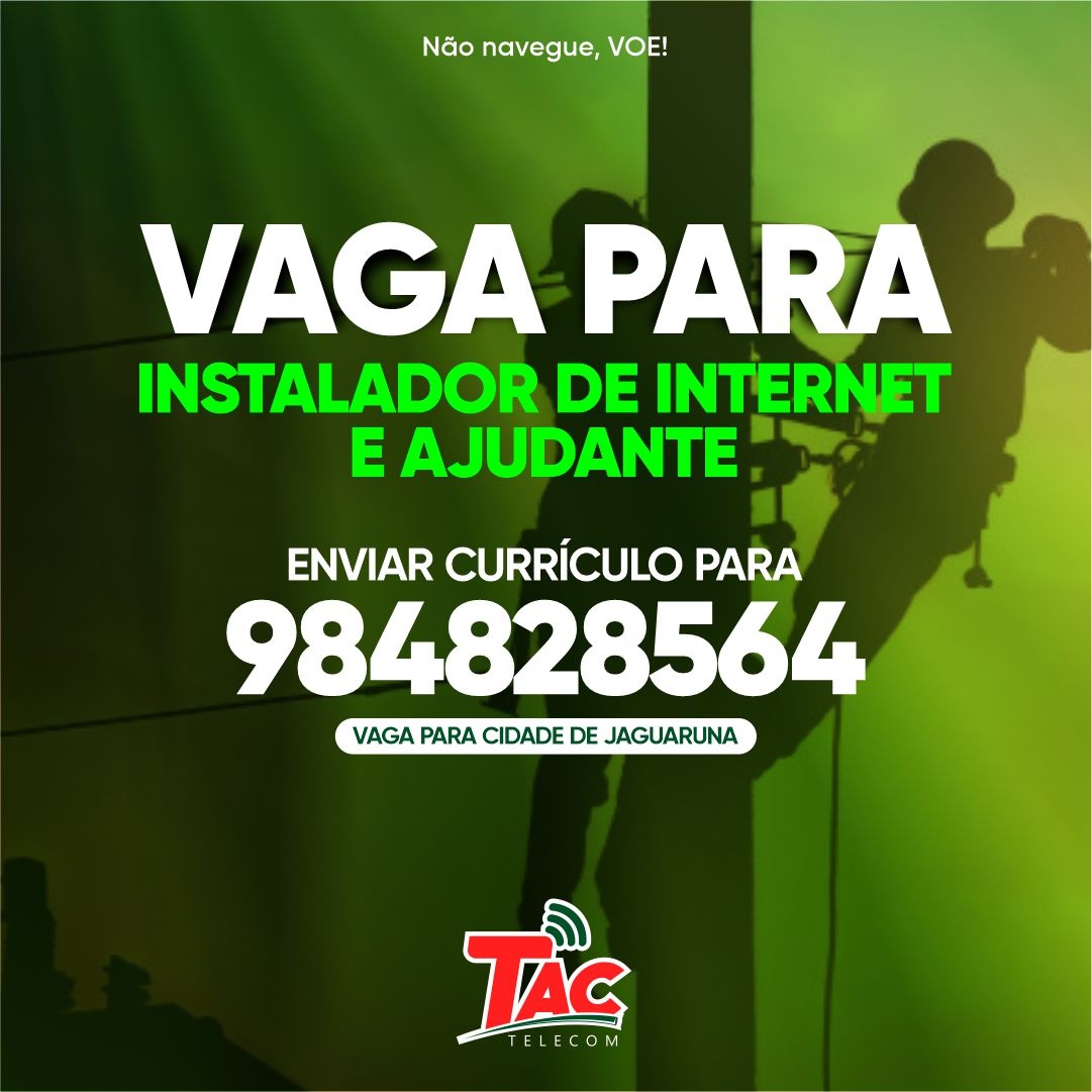 Tac Telecom - Vaga disponível para instalador de internet... | Facebook