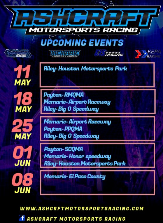 Some upcoming dates to catch... - Ashcraft Motorsports Racing | Facebook