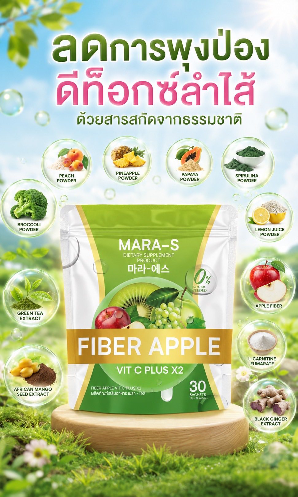 apple l-carnitine pantip MARA-S FIBER VIT C PLUS X2🍏🍏🍏🥝🥝🥝🥝 Best L Carnitine 1st Shop by skin states Option:Boîte