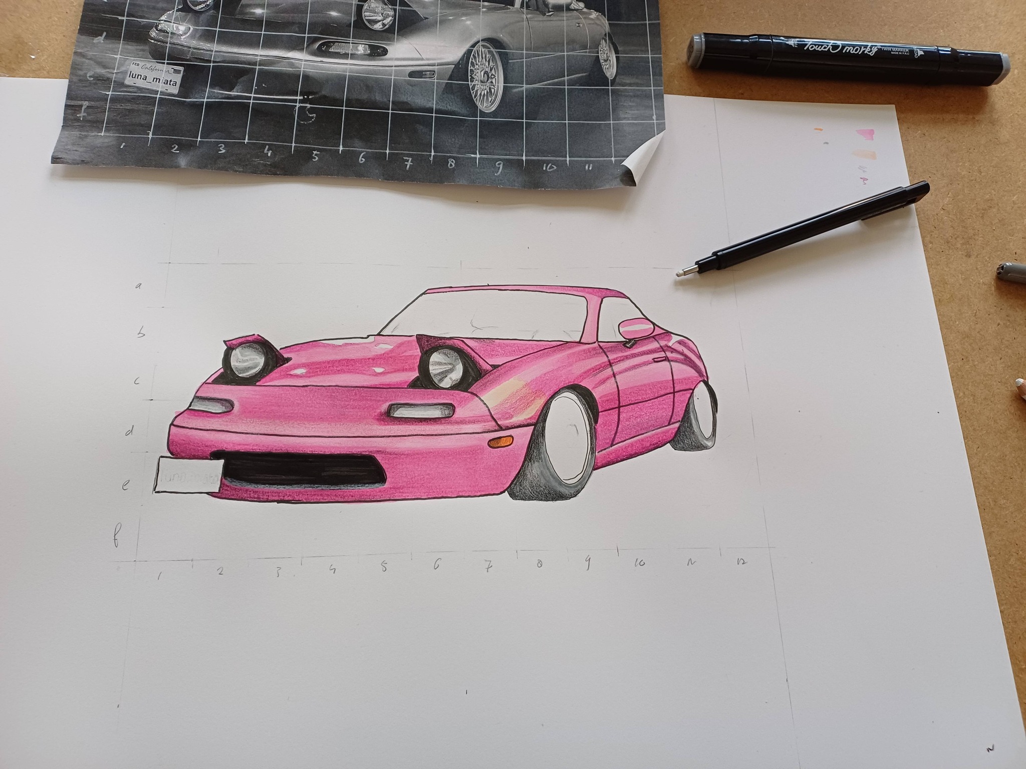 Mazda Miata MX-5 A4 (29x21cm) pencils & markers Owner @gripzie_mx5