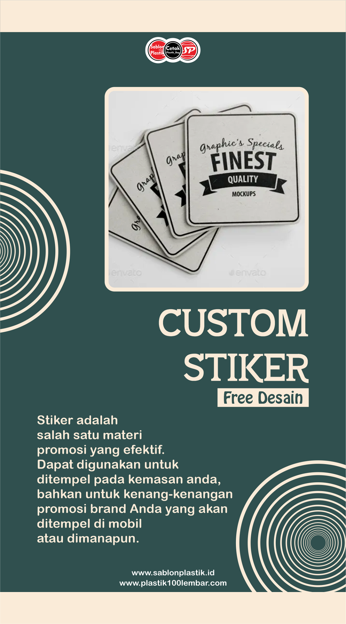 Cetak Sticker Desain Suka2 Custom... - Sablon Plastik Id