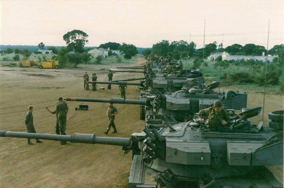 A column of Olifant Mk1A being... - Tanks. Being tanks.