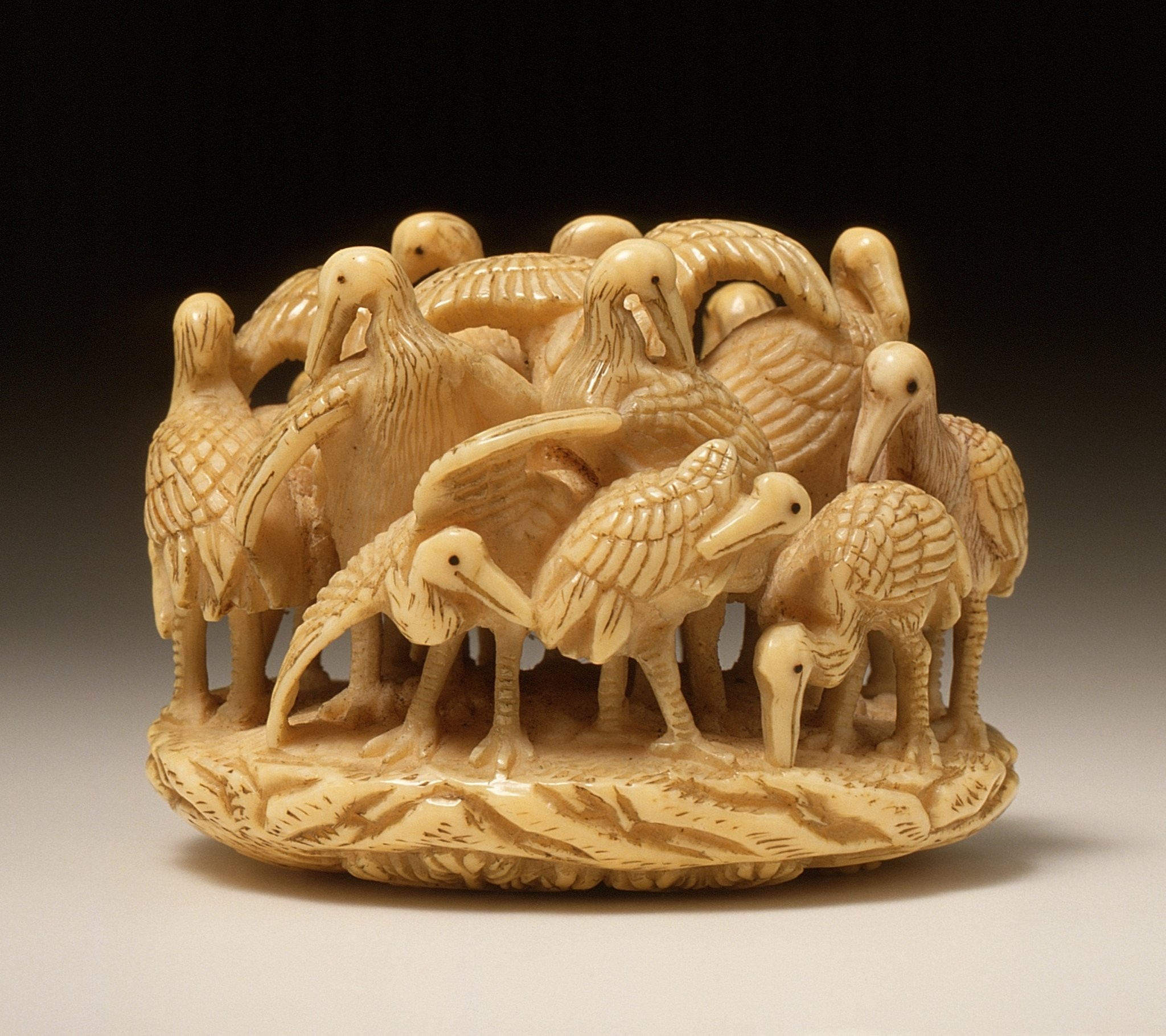 Early 19th century ivory crane netsuke for sale