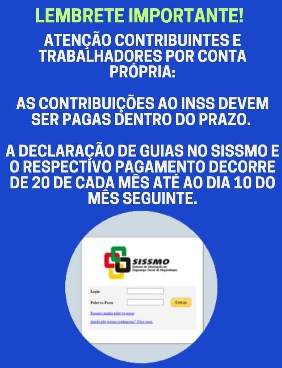 INSS Moçambique - Atenção os prazos Evite multas e juros...