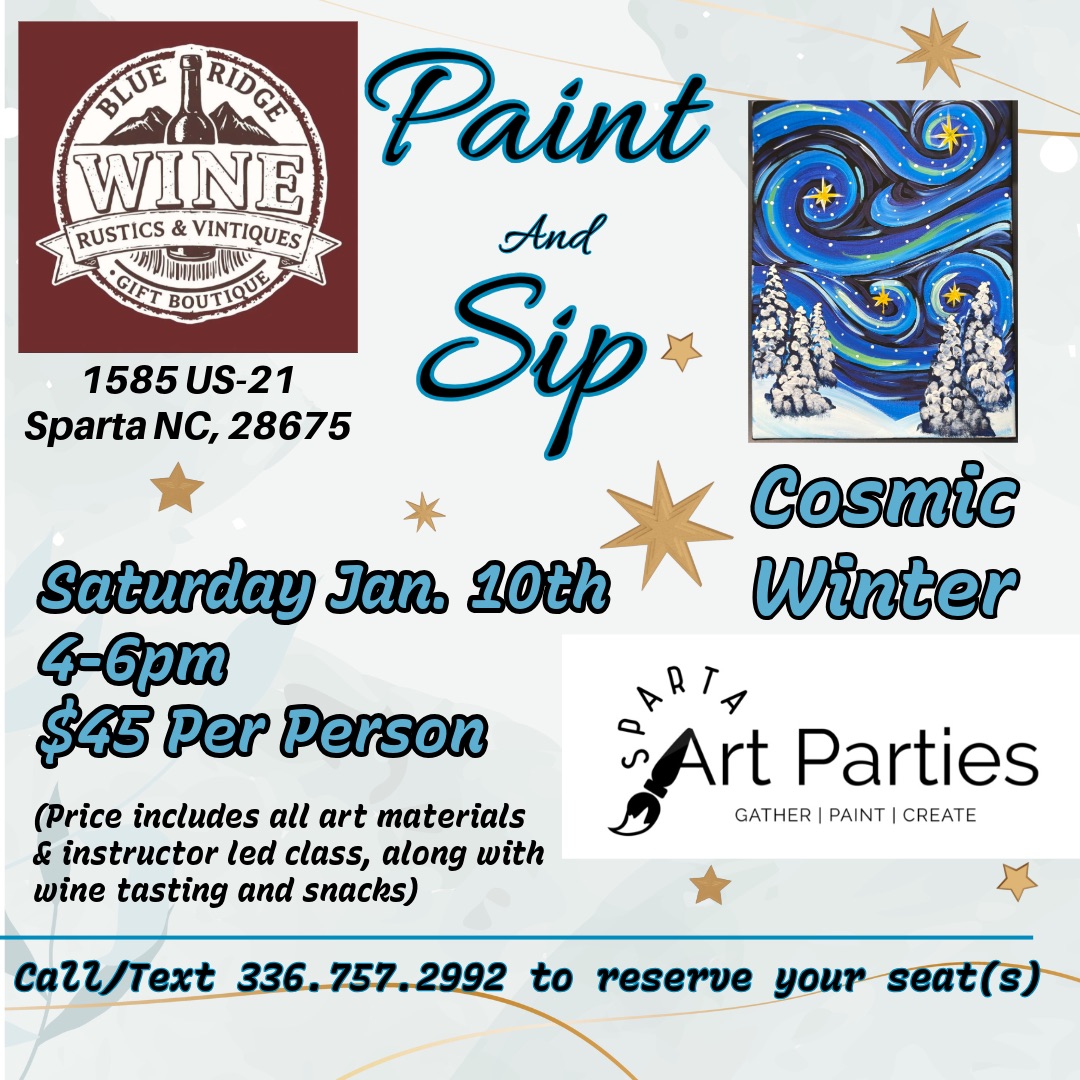 Paint & Sip at Blue Ridge Wine- “Cosmic Winter”