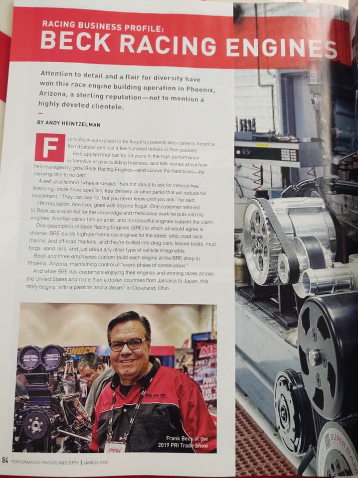 Just got a nice feature on us in PRI... - Beck Racing Engines