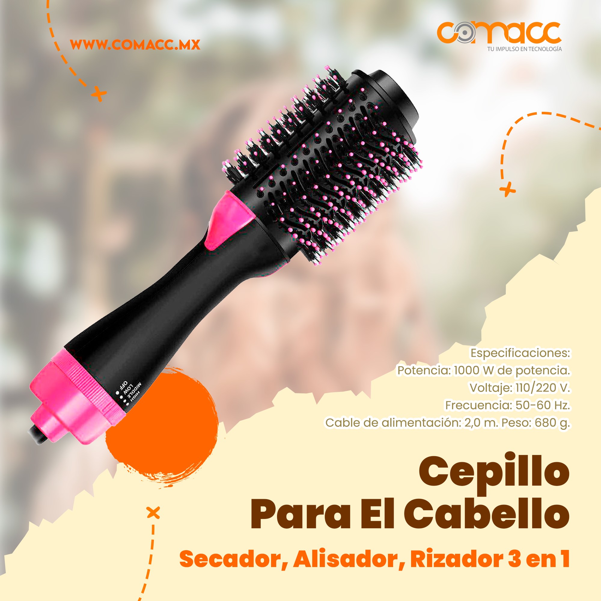 Comacc - ¡Cepillo eléctrico 3 en 1! Logra el peinado...