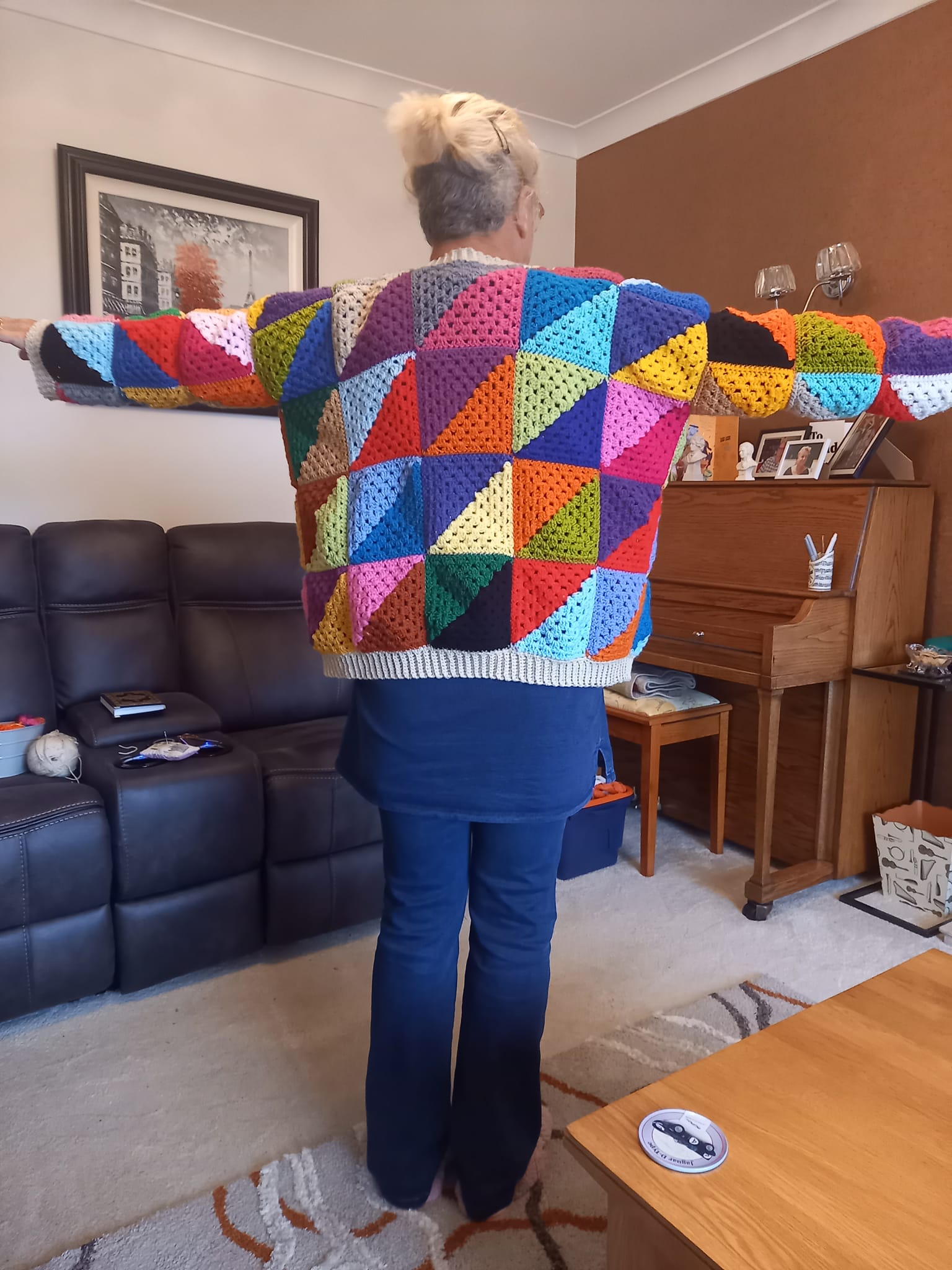 Easy Regency triangle cardigan crochet project