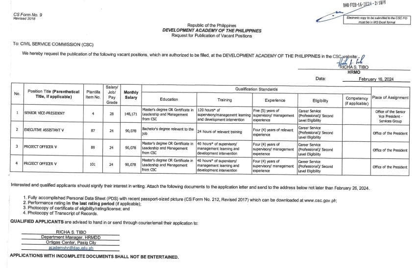 DAP Recruitment | Pasig