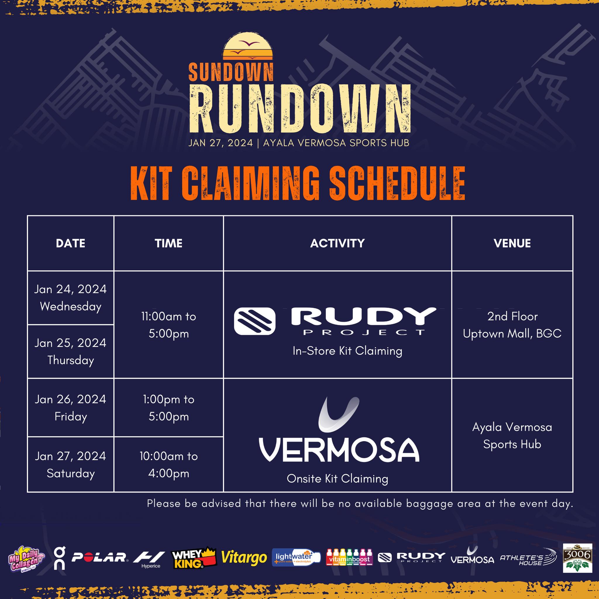 Sundown Rundown - KIT CLAIMING SCHEDULE 🧡💜 Please take... | Facebook