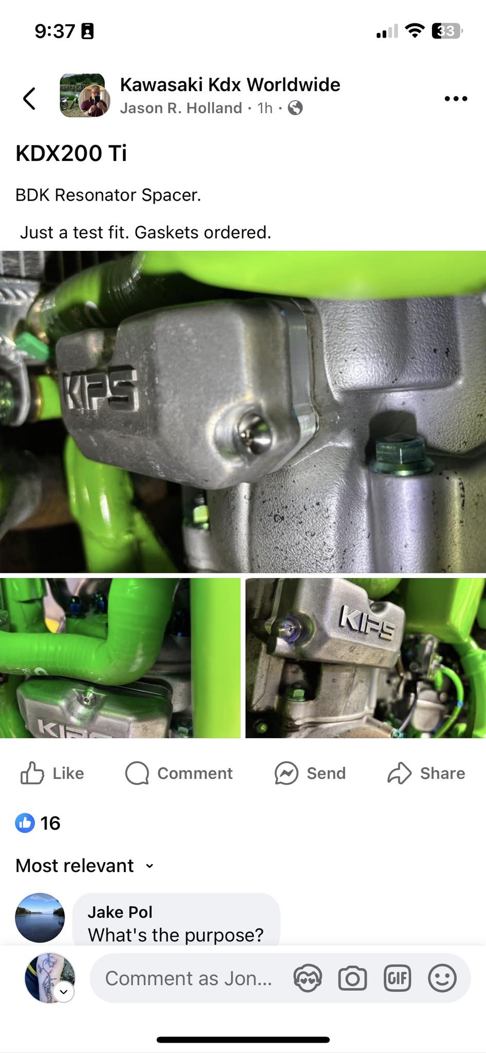 Is a power valve spacer worth installing on a KDX220R for improved