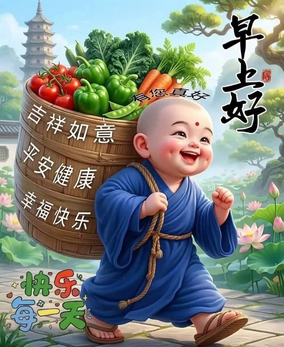吉祥如意です。 小沙弥道早安吉祥如意~平安快乐
