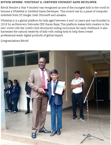 WhiteHat - WhiteHat Jr congratulates Ritwik Hendre of Premier Academy ...
