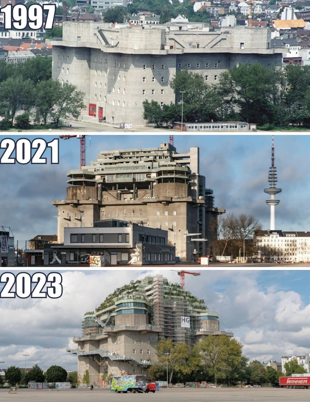 CH Inam - Feldstraße Bunker in Hamburg, Germany - 1997 vs 2021 vs 2023 ...