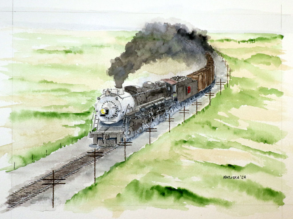 Burlington Route steam train departing La Crosse