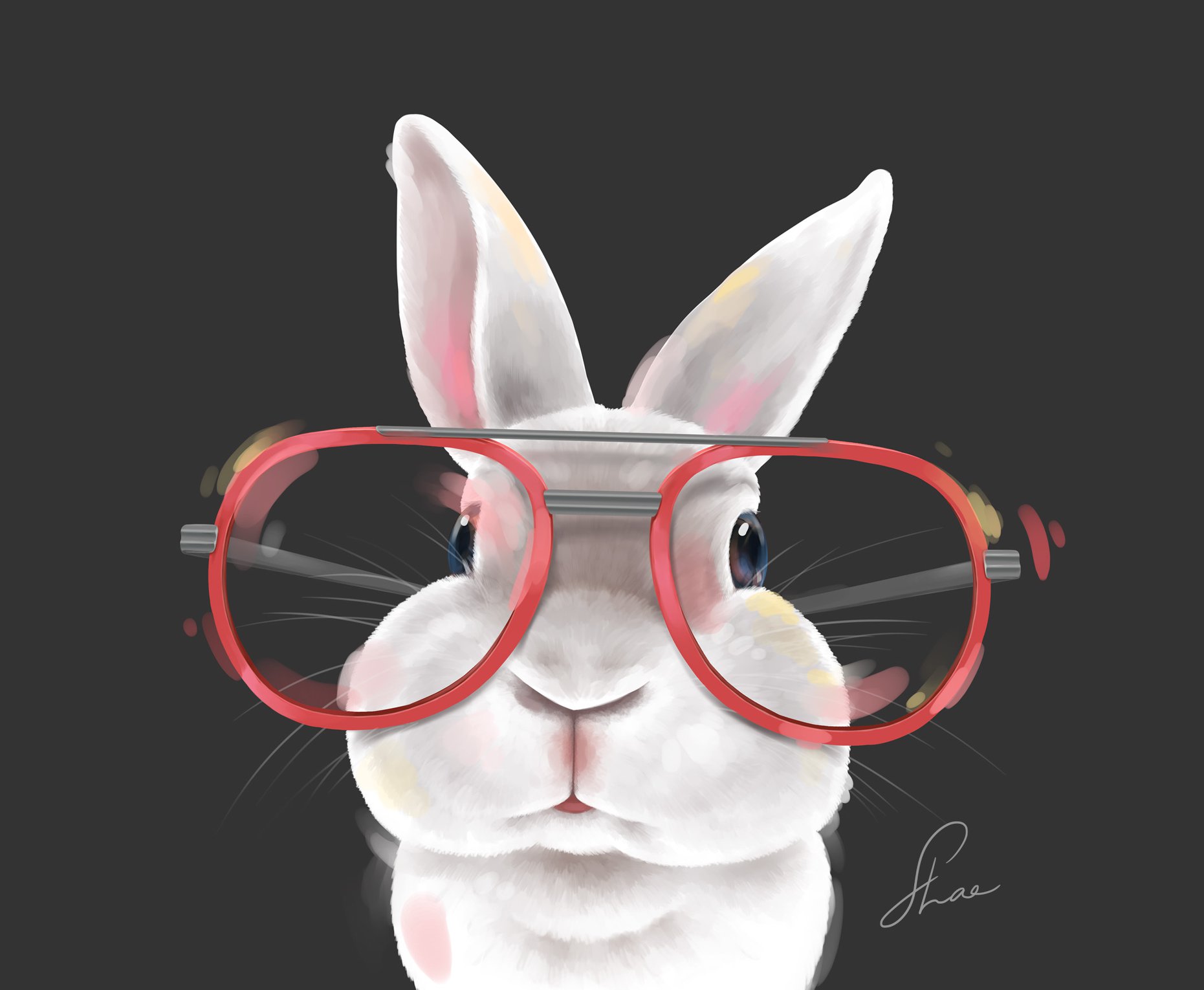 戴眼鏡的兔兔完成😍 這張圖會做成店面內的時鐘，... - Rabbit with Mask 面具兔