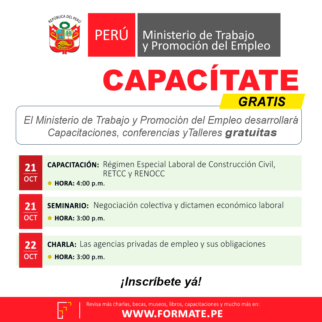 El Ministerio de Trabajo ofrece capacitaciones gratuitas, infórmate más ...