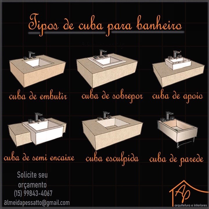 🔸Tipos de cuba para banheiro... - Quatro Cantos Arquitetura | Facebook