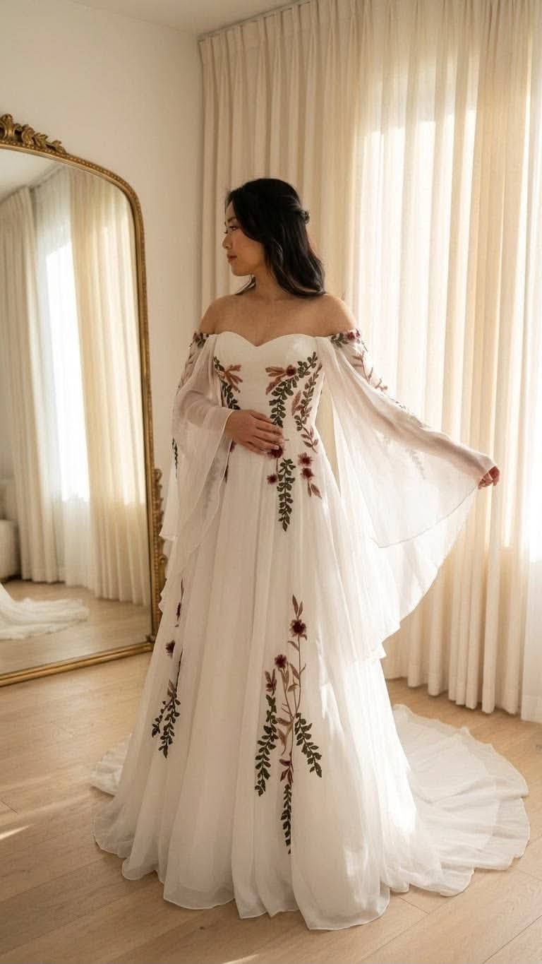 chiffon dress alterations Affordable for satin wedding gown in Charleston, SC, adding bell sleeves with lace Prom dress Color:Vintage_Mauve in bra cups and pageant dresses for girls Chiffon Empire Waist Wedding