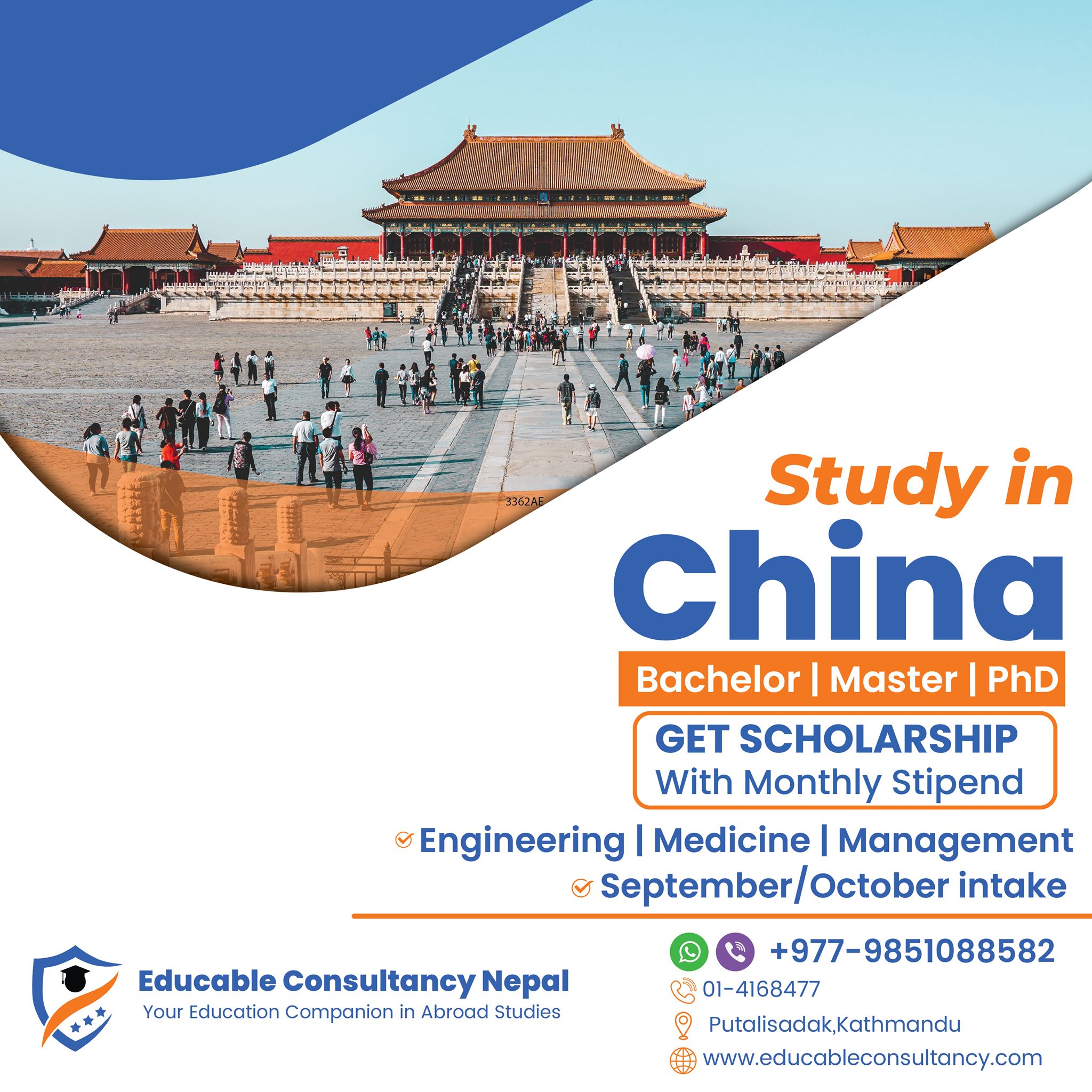 Educable Consultancy Nepal 𝑺𝒕𝒖𝒅𝒚 𝒊𝒏 𝑪𝒉𝒊𝒏𝒂 𝒊𝒏𝒕𝒂𝒌𝒆 𝑩𝒂𝒄𝒉𝒆𝒍𝒐𝒓 𝑴𝒂𝒔𝒕𝒆𝒓 𝑷𝒉𝑫 𝑬𝒏𝒈𝒍𝒊𝒔𝒉 𝒂𝒏𝒅 𝑪𝒉𝒊𝒏𝒆𝒔𝒆 𝑳𝒂𝒏𝒈𝒖𝒂𝒈𝒆 𝑭𝒖𝒍𝒍𝒚 𝑭𝒖𝒏𝒅𝒆𝒅 𝑪𝒉𝒊𝒏𝒆𝒔𝒆 𝑮𝒐𝒗𝒆𝒓𝒏𝒎𝒆𝒏𝒕