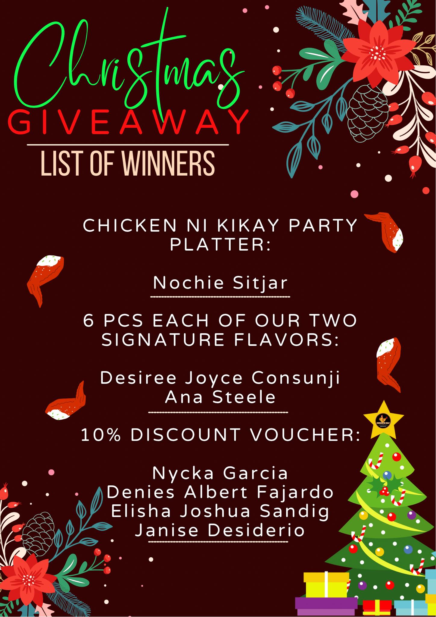 Chicken Ni Kikay - THE WINNERS OF OUR RAFFLE DRAW IS FINALLY OUT! 🧡 We ...