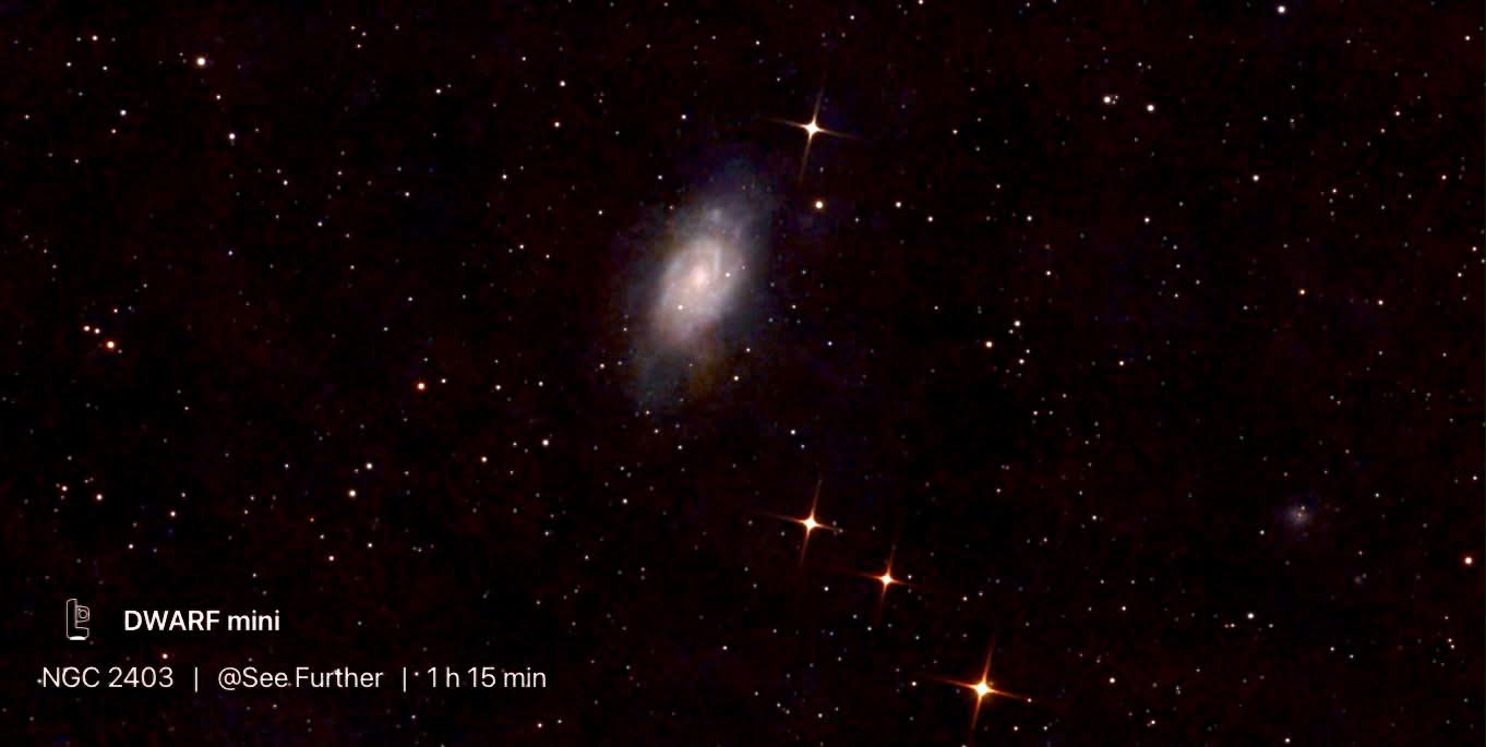 Capturing faint NGC 2403 galaxy with DWARF mini telescope