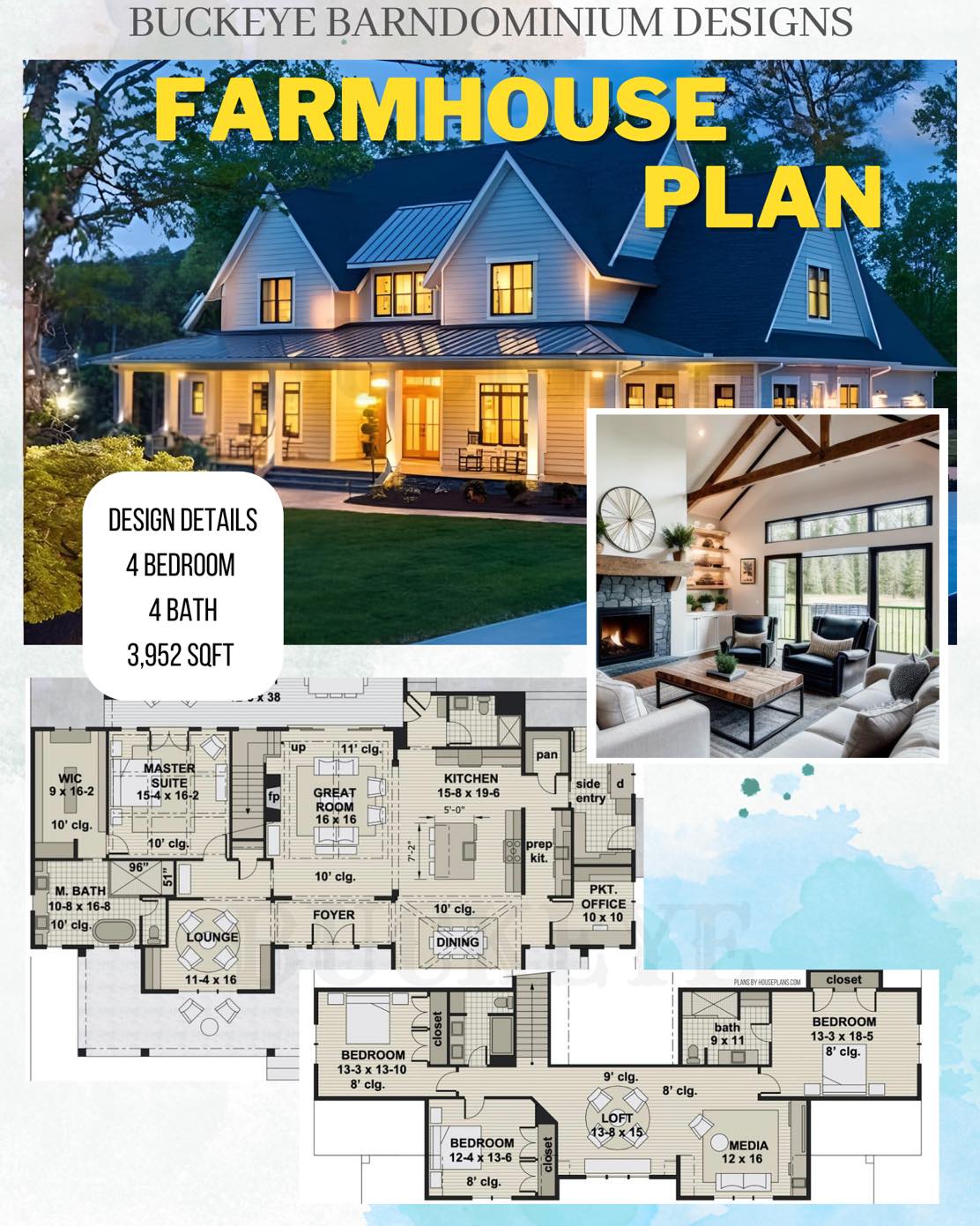 Buckeye - 4 Bedroom 4 Bath Modern Farmhouse Plan 3,952 SqFt Estimated ...