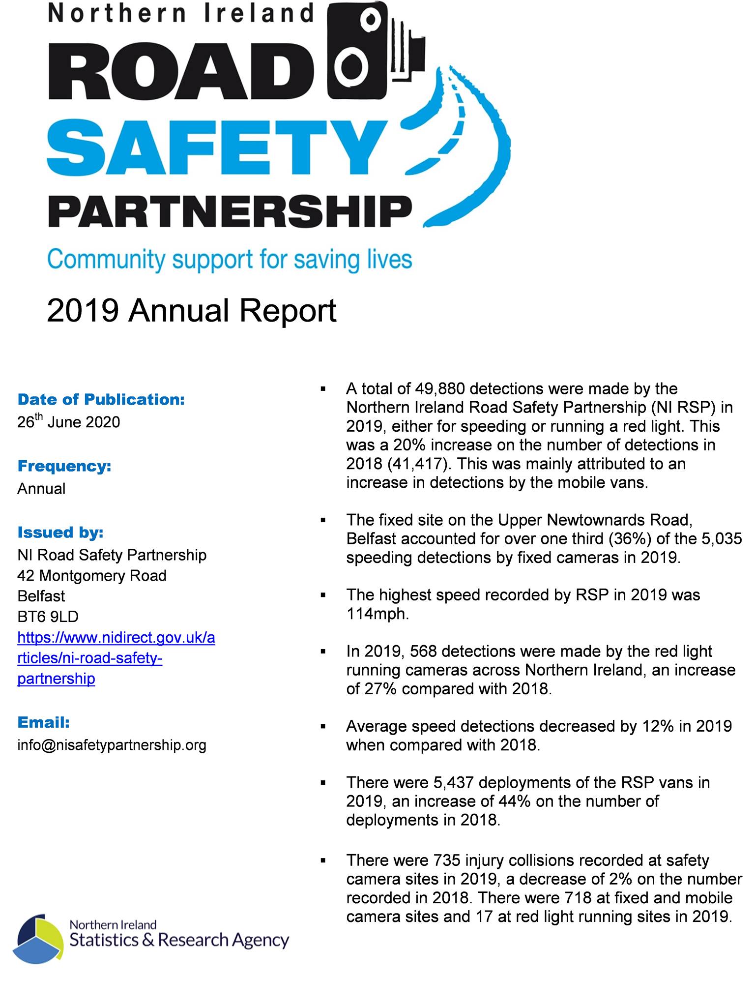 NISRA - The Northern Ireland Road Safety Partnership 2019 Annual Report ...