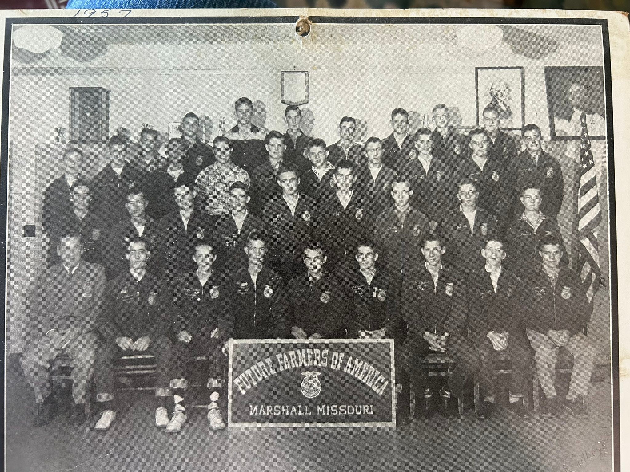 1956 and 1957 FFA calendar photos from Marshall, Missouri
