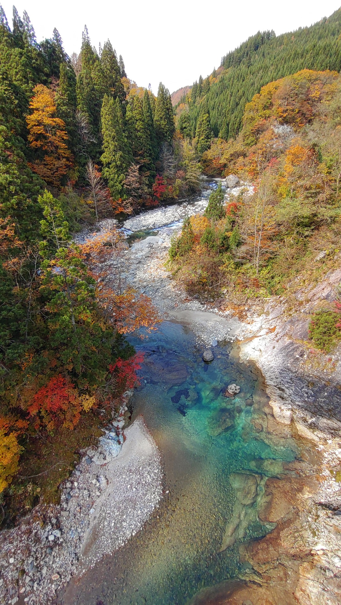 The beautiful blue stream and famous autumn foliage spot