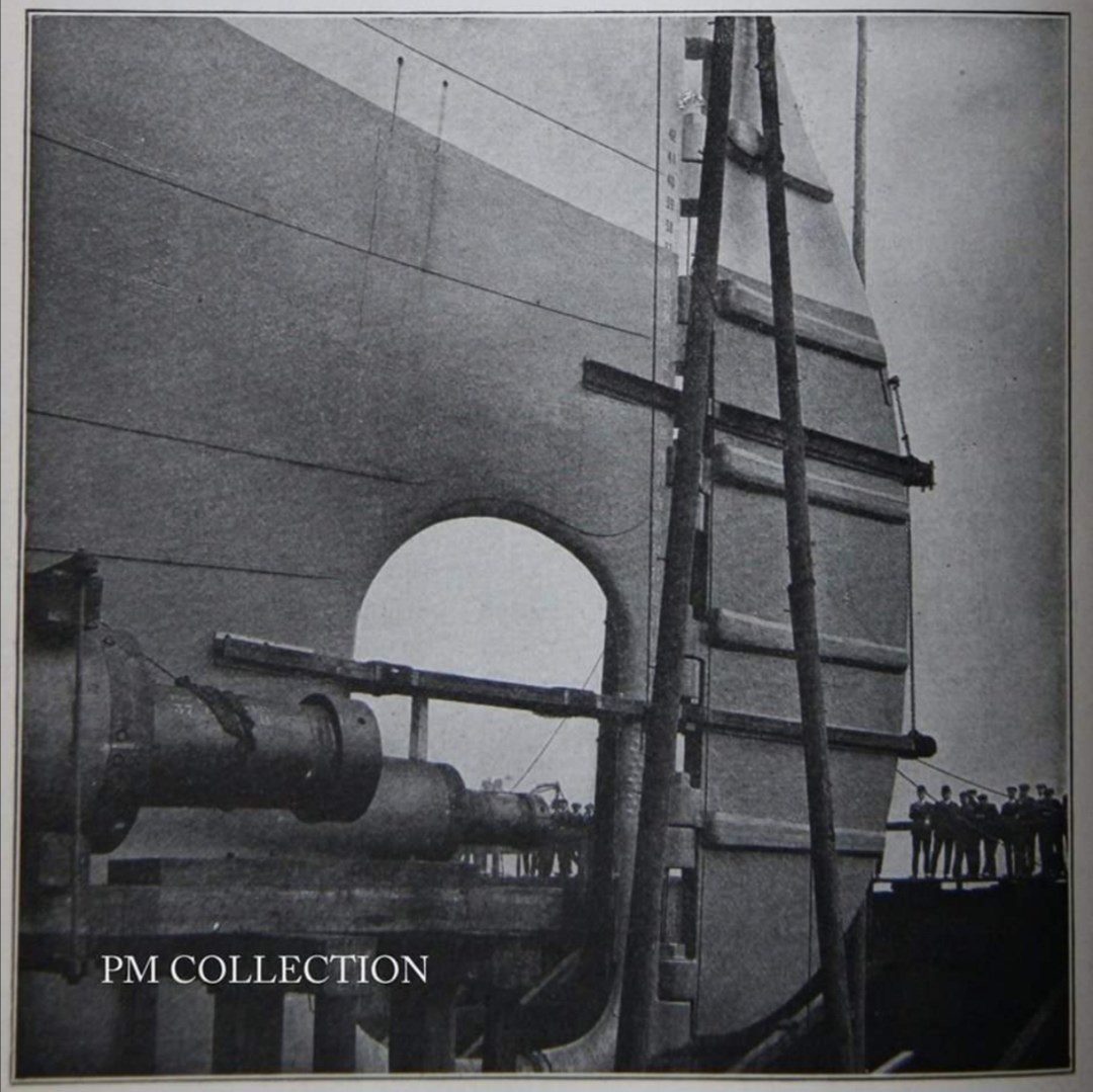 RMS Olympic - RMS Olympic's rudder an propeller shafts during ...